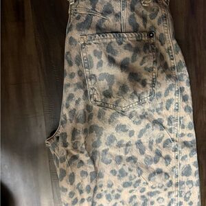 Free People leopard print barrel jeans